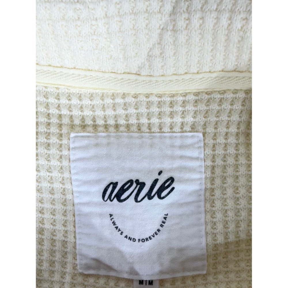 Aerie Sweatshirt Medium Butter Pastel Yellow Quarter Snap Mock Neck Oversized - Picture 3 of 7